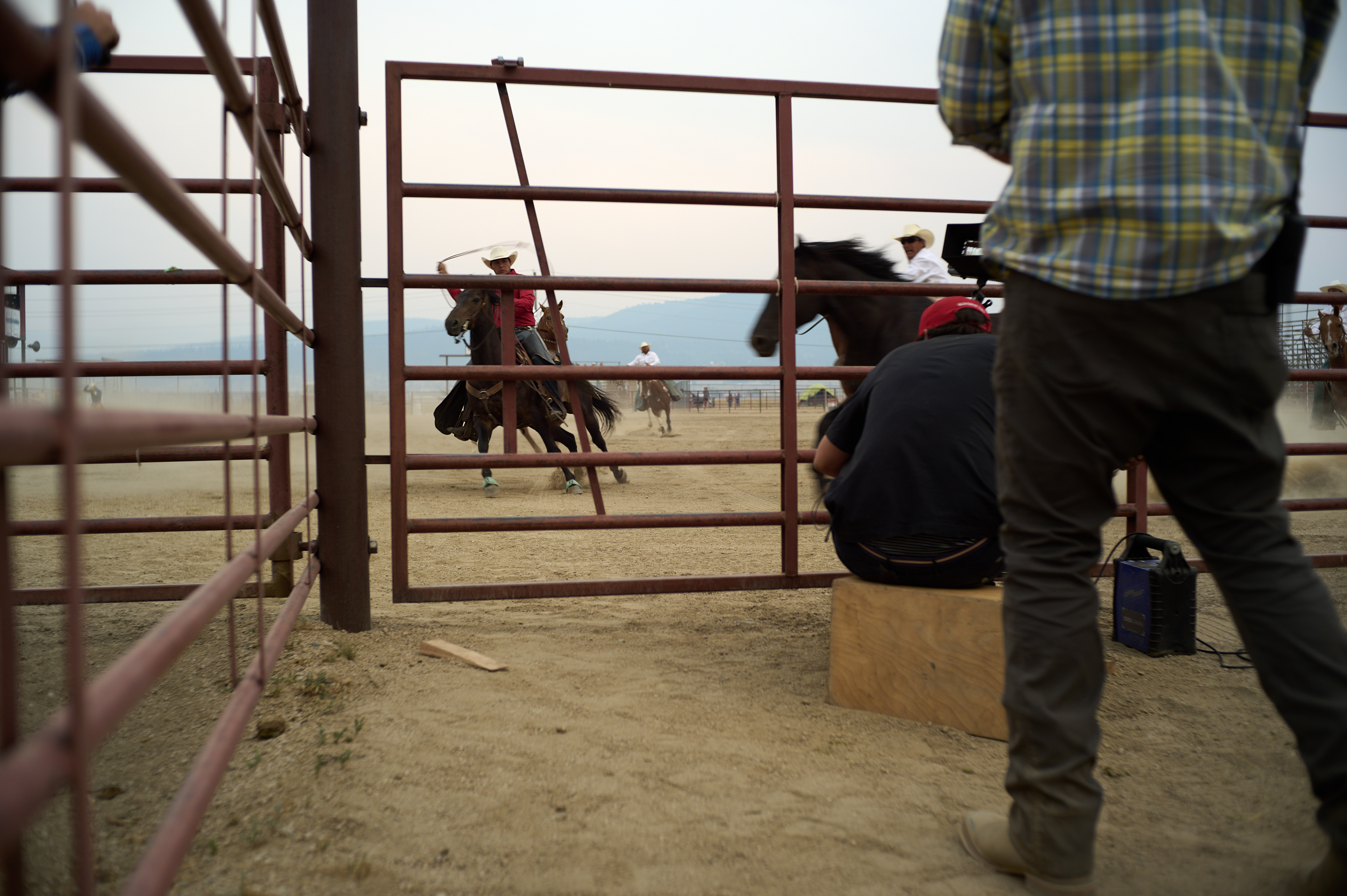 Team roping on the set of Broke (2025)